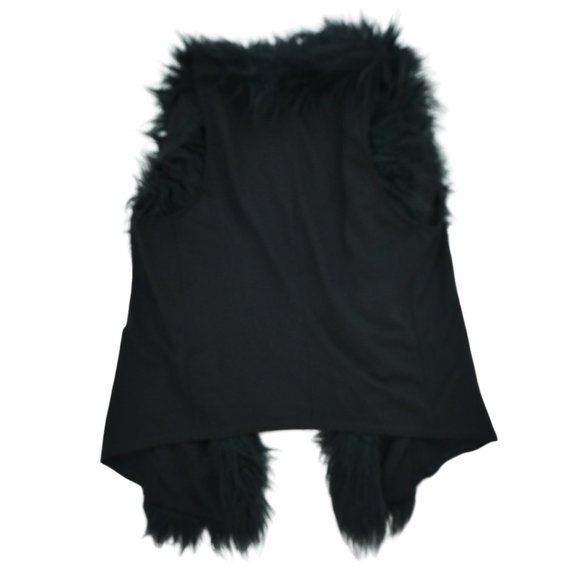 Cabi Infinite Faux Fur Vest Black Knit Open Front Hand Seam Pockets Rockstar S - Picture 3 of 8